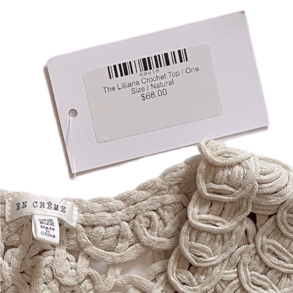 NWT en Crème Lilliana Crochet Top Boho Natural Cream Color No Size - Picture 8 of 8